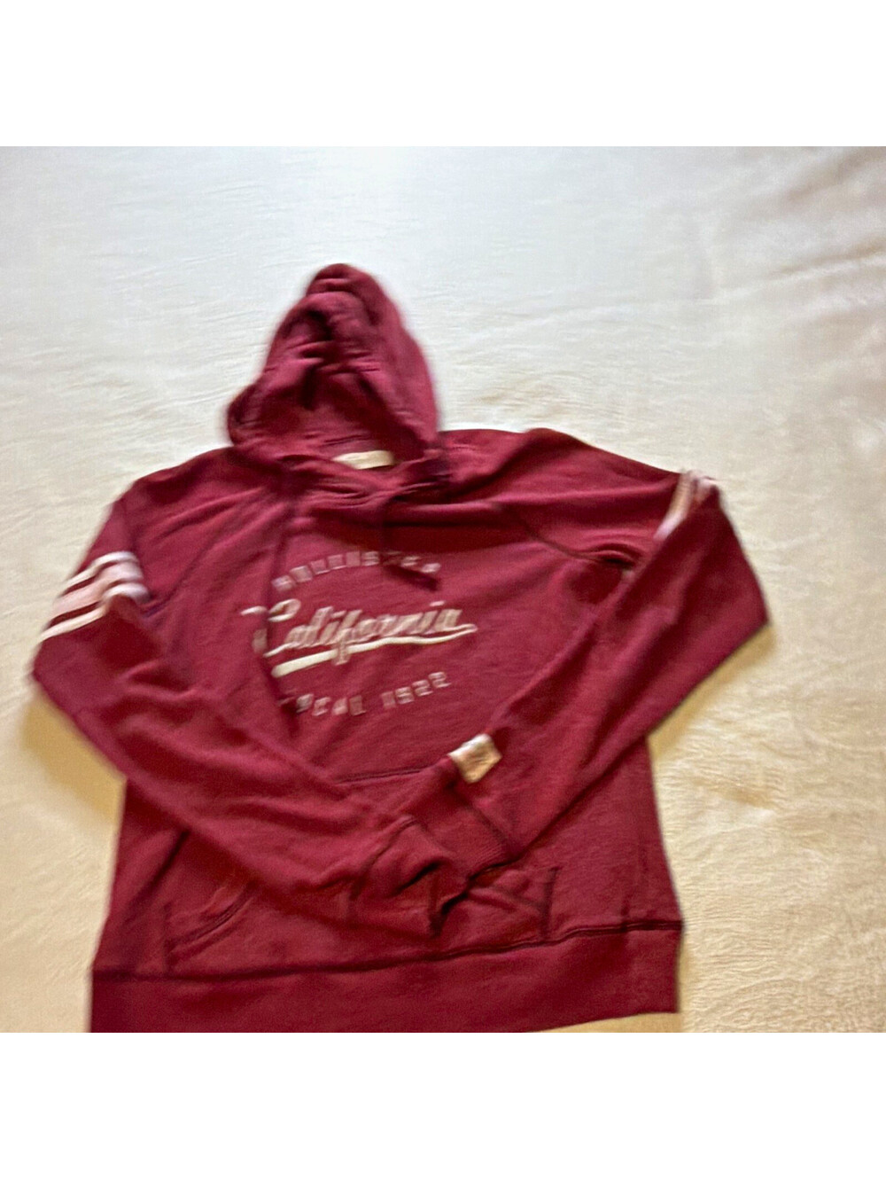 Hollister California Burgundy Logo Graphic Pullover Hoodie Pockets Fleece XS